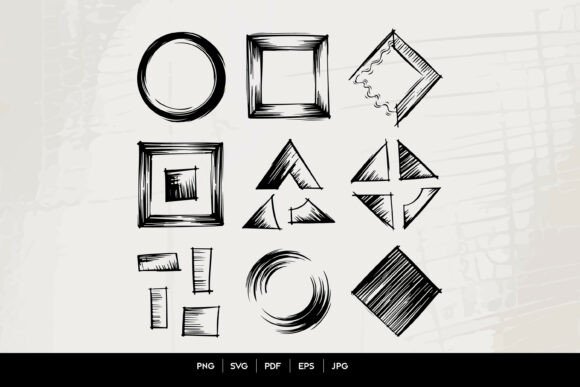 Download Hand Drawn Geometric Shape Frame Set - Hand drawn Collection